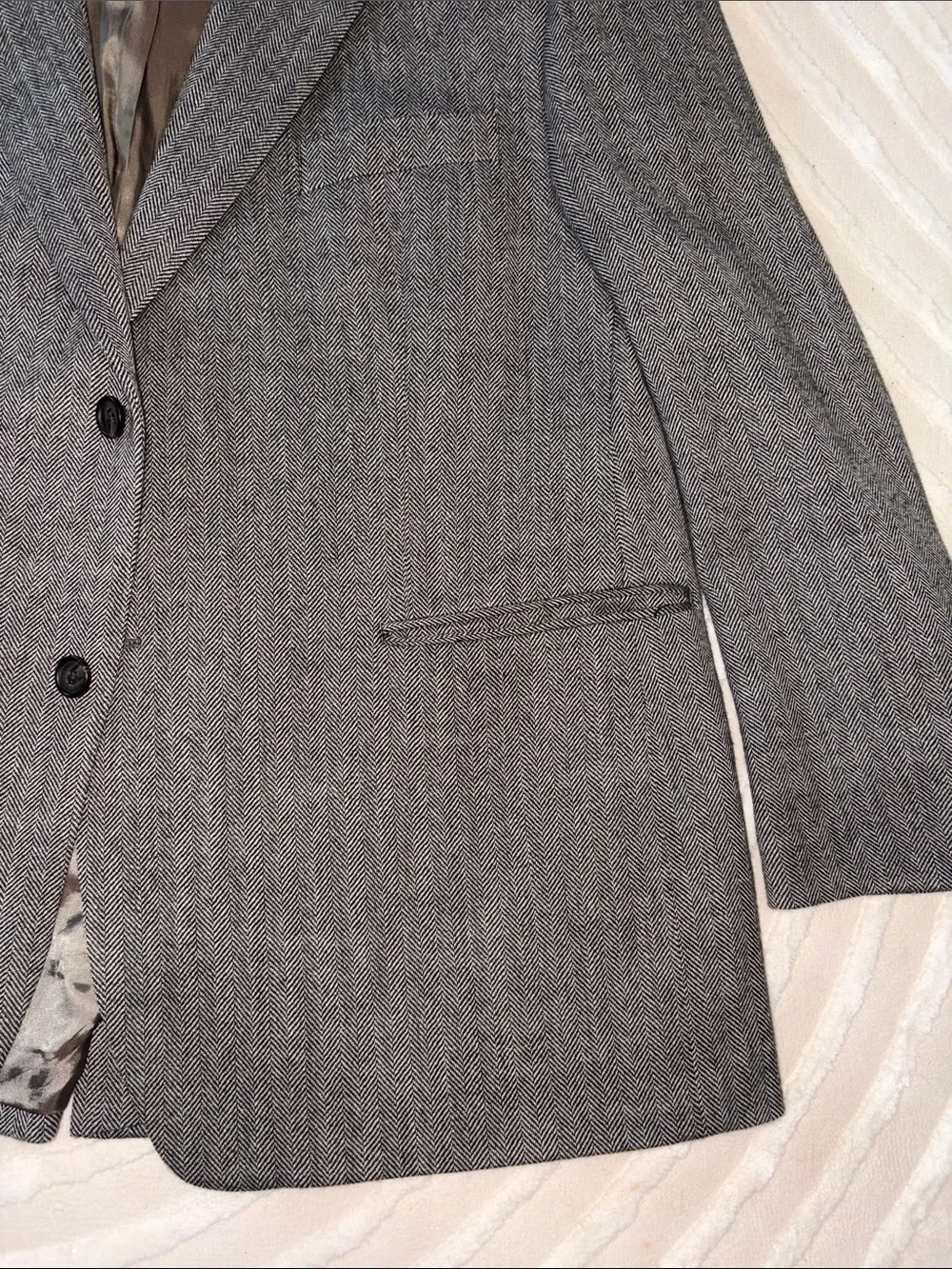 Ralph Lauren Gray Herringbone Two-Button Sport Coat